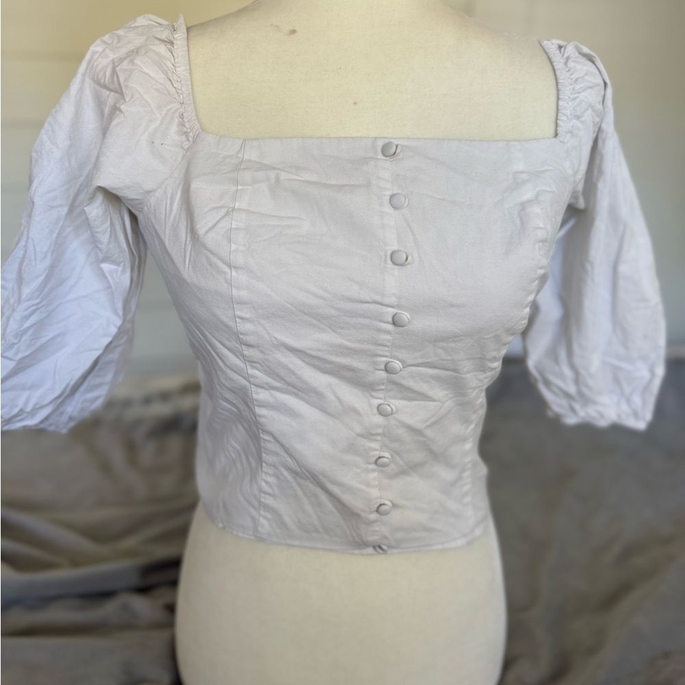 Gianni Bini Square Neck Button-Front Top in white